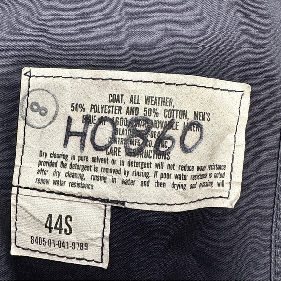 US Air Force All Weather Trench Coat Removable Sherpa Liner in Blue AF 1600 44S - Picture 11 of 16